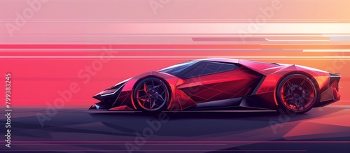 A sleek sports car, captured in a dynamic blur of motion, tears across a minimalist landscape. Generative ai