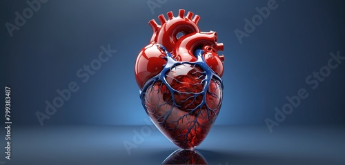 A heart  a muscular organ  reflective and transparent like glass. Organ of the human body