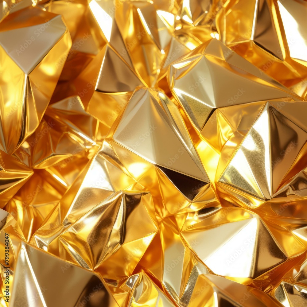 Golden 3D rendering of crumpled paper Golden 3D rendering of crumpled paper