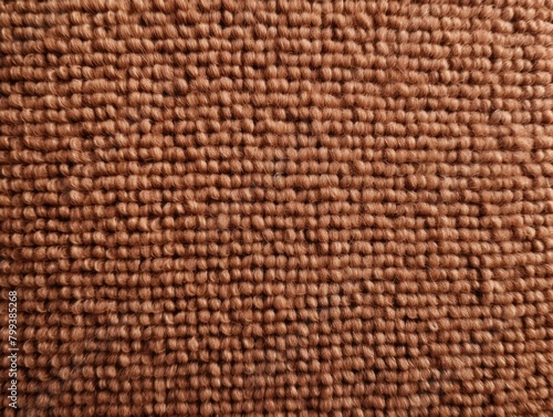 Brown close-up of monochrome carpet texture background from above. Texture tight weave carpet blank empty pattern with copy space for product 