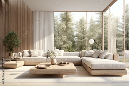 Bright and Airy Living Room With Large Windows and Neutral Colors © Adobe Contributor