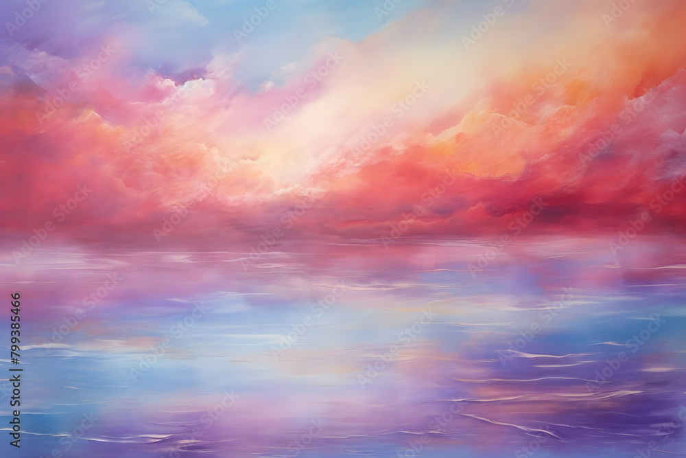 Endless Sunset Serenity, abstract landscape art, painting background, wallpaper, generative ai