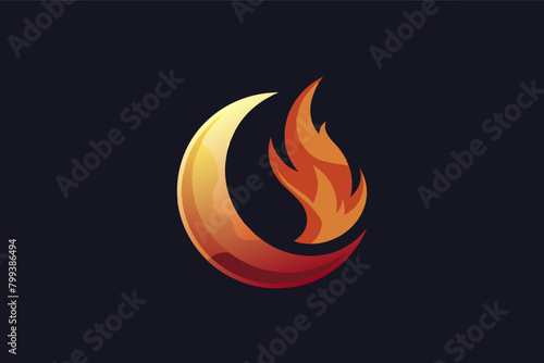 Gradient moon with file minimal logo vector