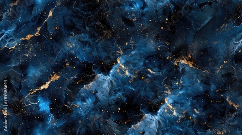 A blue and gold marble patterned background with a starburst effect