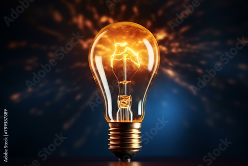 Glowing Light Bulb with Idea Sparks