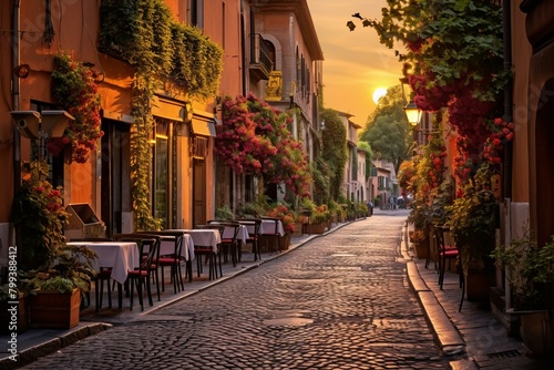 Charming cobblestone street in a small Italian town