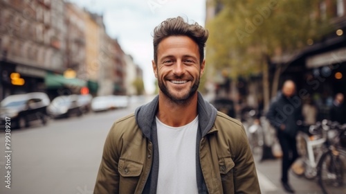 Portrait of a smiling man in a green jacket photo