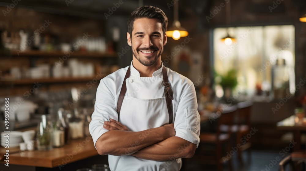 Fototapeta premium Portrait of a Smiling Chef in a Restaurant