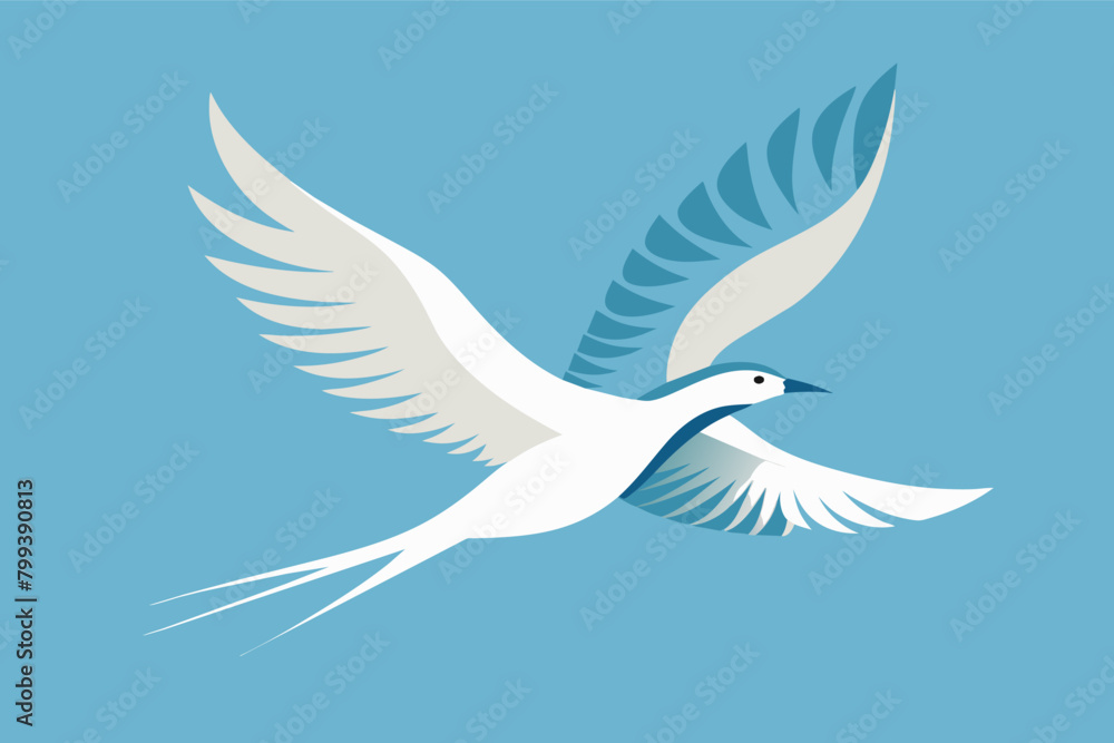 lone bird in flight against a clear sky, its graceful form a study in minimalist movement