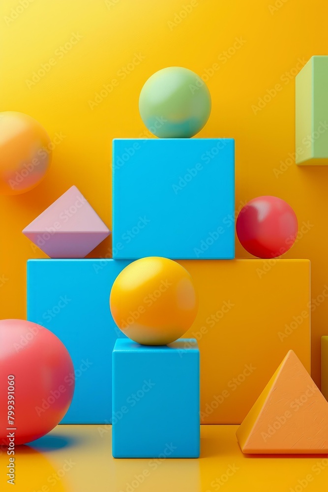 3D rendering of colorful geometric shapes 3D rendering of colorful geometric shapes