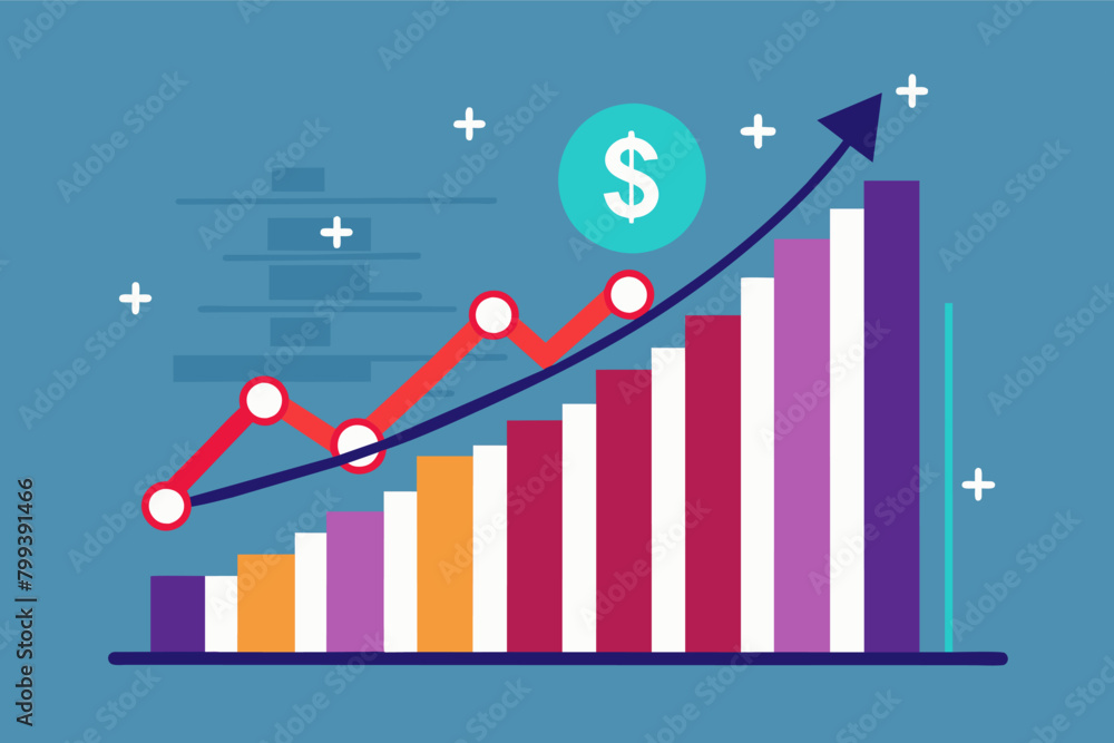 line graph with a dollar sign climbs steadily upwards, representing sustainable financial growth. line graph with a dollar sign climbs steadily upwards, representing sustainable financial growth.