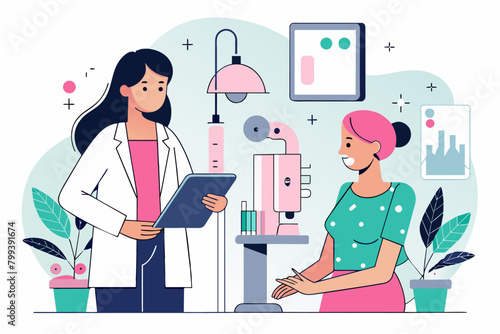 Illustration of a woman receiving a professional makeover