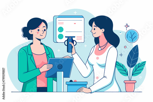 Illustration of a woman receiving a professional makeover