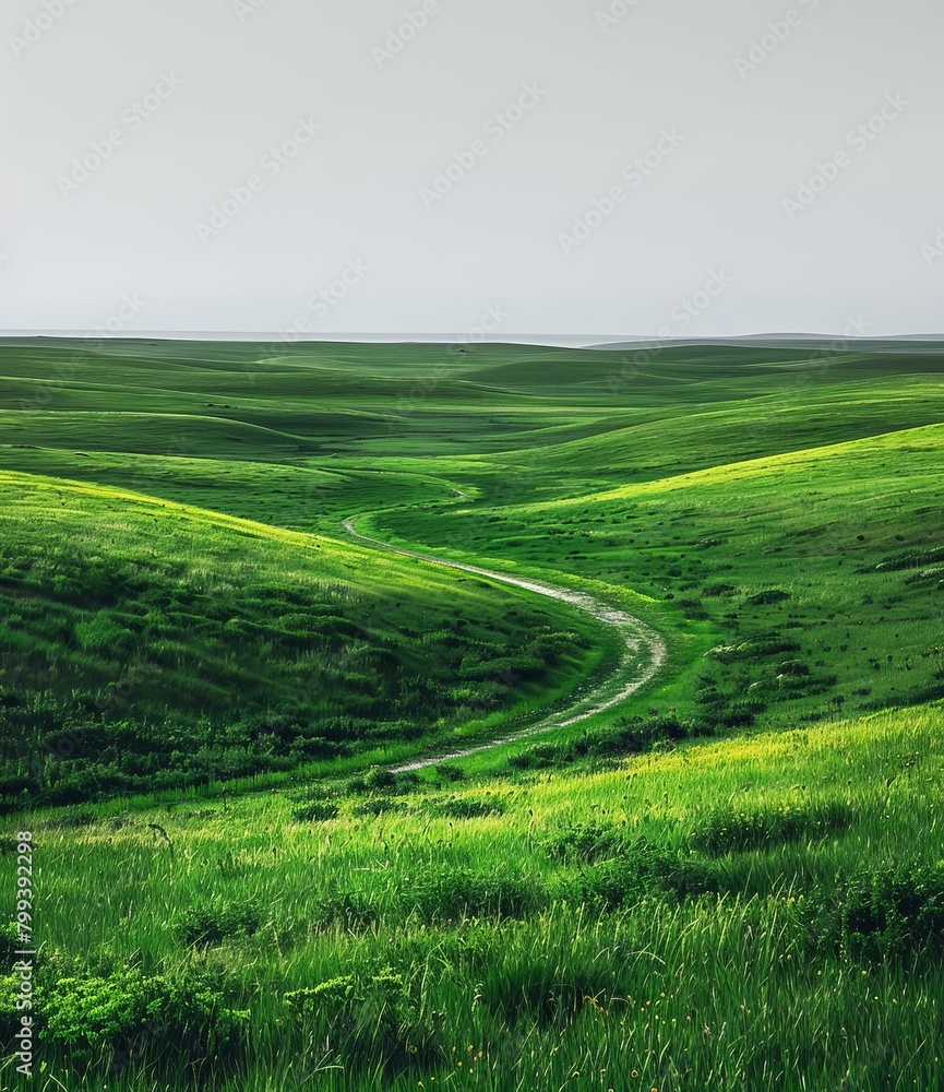 Small road through the green hills