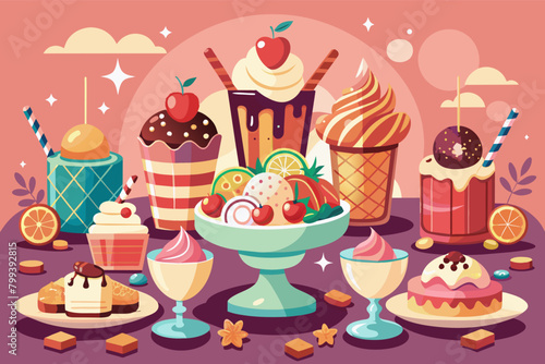 lavish ice cream dessert tasting menu, featuring multiple courses of sweet delights