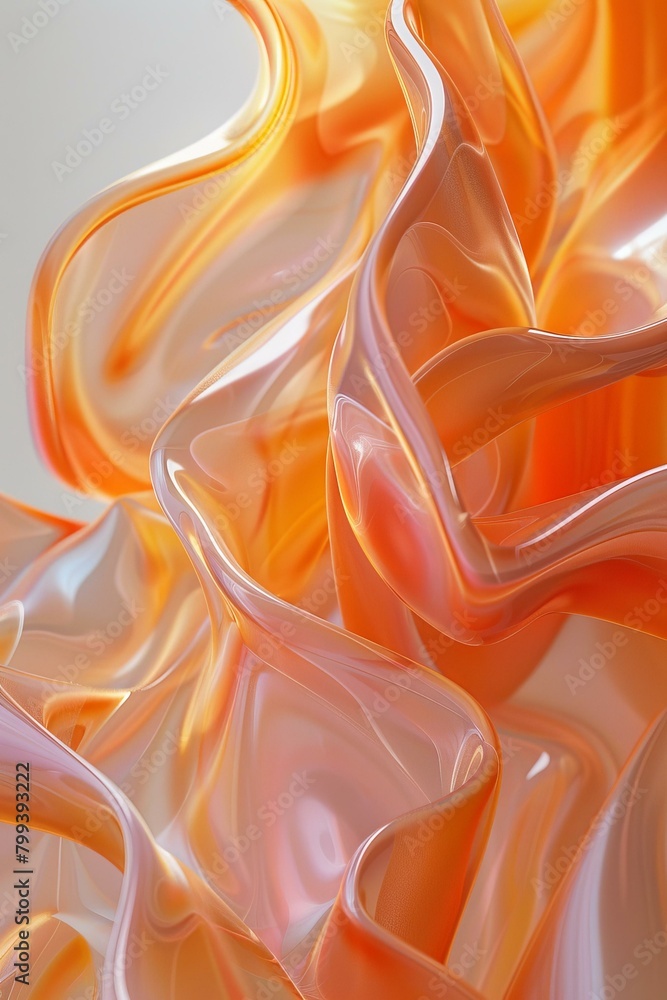 Fototapeta premium Abstract 3D rendering of orange translucent wavy shapes