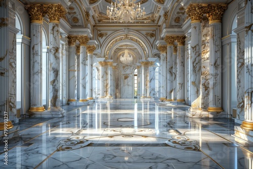 ornate white and gold ballroom