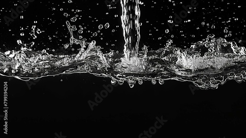 Black and white photo of water surface with bubbles