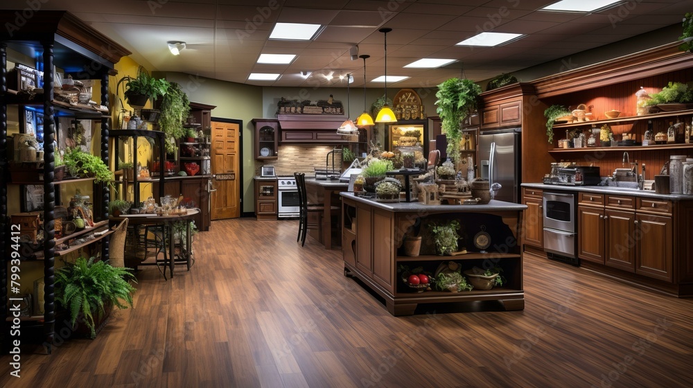 Large Commercial Kitchen With Hardwood Floors