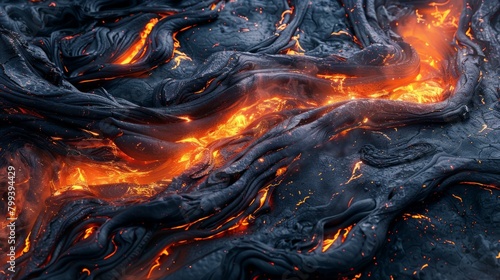Lava flow from a volcano photo