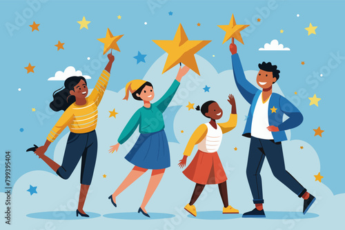 hopeful illustration depicting young Black students reaching for stars, symbolizing limitless possibilities.