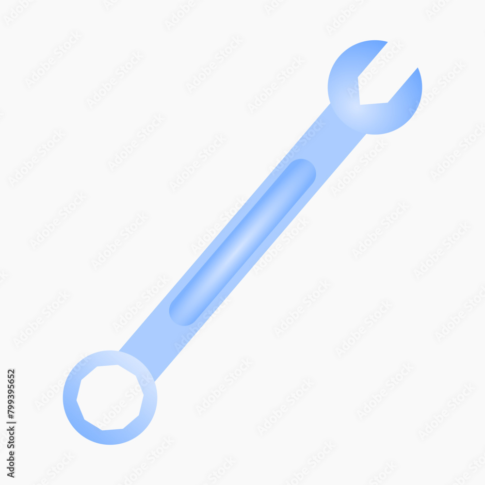 Blue wrench icon in cartoon 3d style isolated on white background. Vector illustration. 3d wrenches vector design. Blue wrench icon in cartoon 3d style isolated on white background. Vector illustration. 3d wrenches vector design.