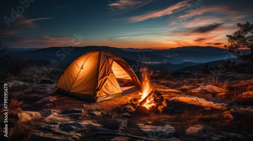 Camping under the stars with a view of the mountains
