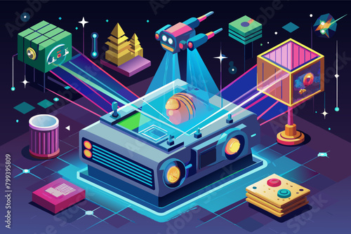 holographic projector that creates realistic 3D environments for gaming and entertainment.