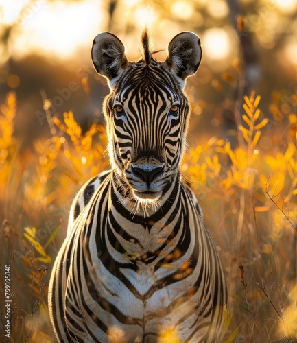 Close-up of a zebra in the African savanna