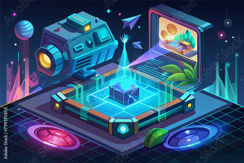 holographic projector that creates realistic 3D environments for gaming and entertainment.