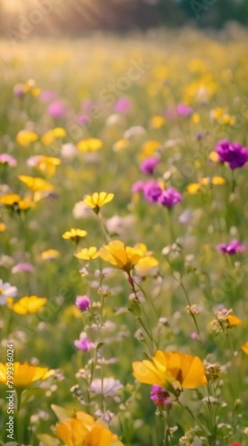 Wildflower blooms carpeting open meadows.

