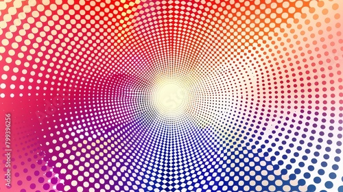  A circular image against a colorful backdrop featuring a pattern, with a white center at its core