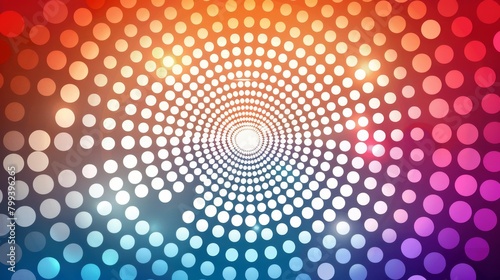  A circular design with a multicolored background and a white center