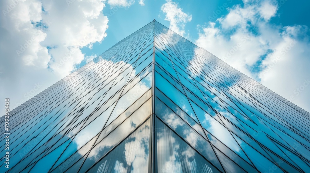 Blue Skyscraper with Glass Windows Reflecting the Sky Blue Skyscraper with Glass Windows Reflecting the Sky