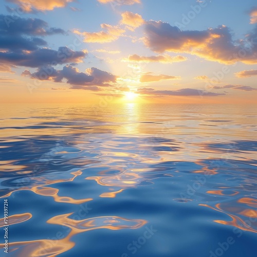 Sunset over a calm sea photo