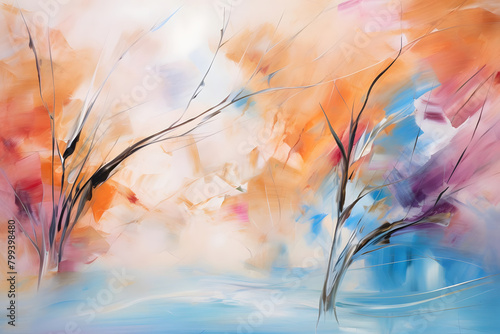 Gentle Breeze Haven, abstract landscape art, painting background, wallpaper, generative ai