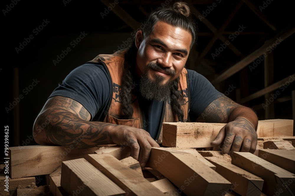 Portrait of a smiling man with tattoos on his arms Portrait of a smiling man with tattoos on his arms
