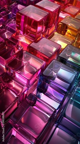 Colorful 3D Glass Cubes Background