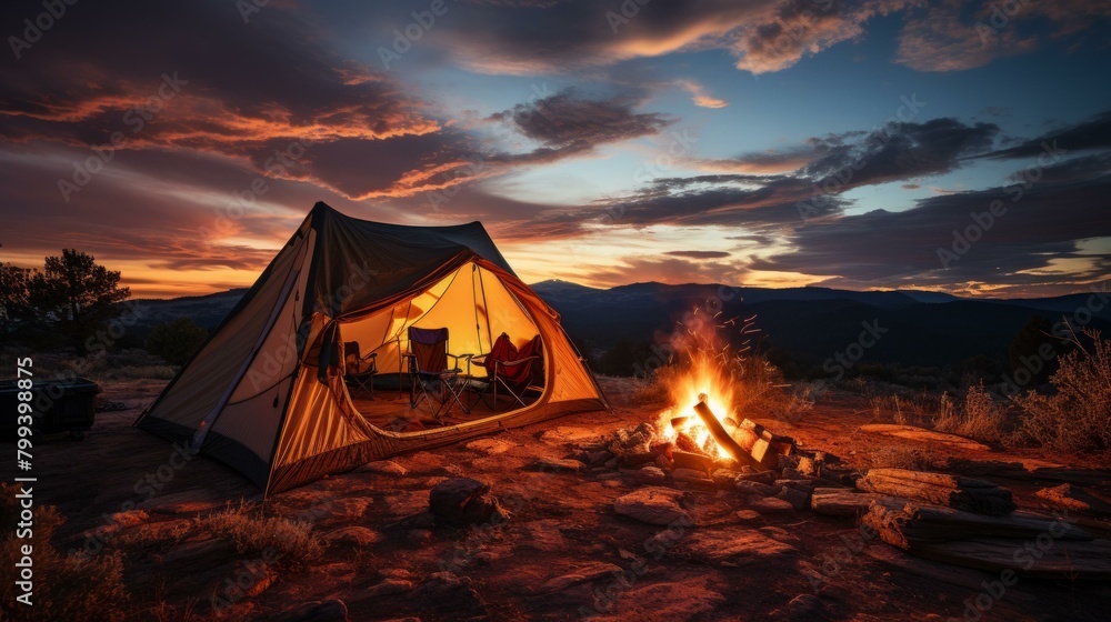 Camping under the stars in the wilderness