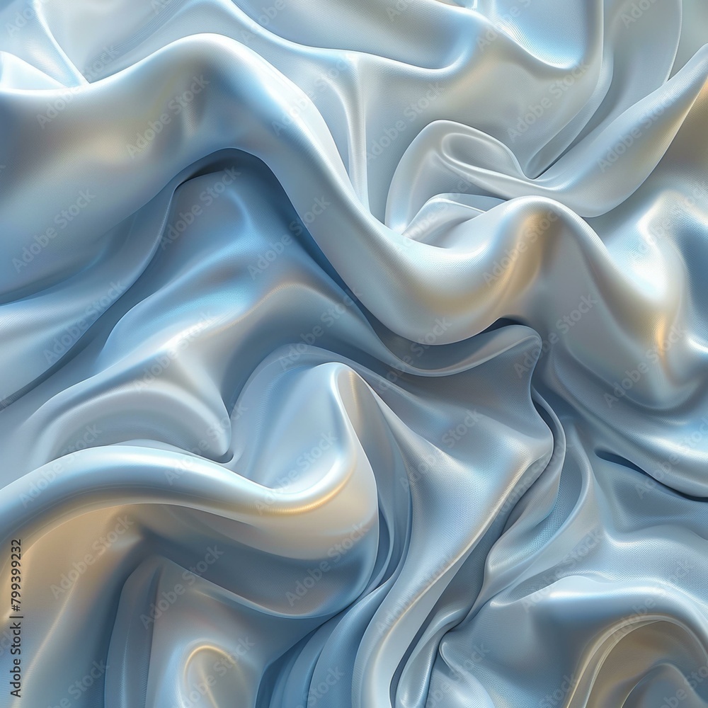 Fototapeta premium Blue silk fabric with gentle waves of light