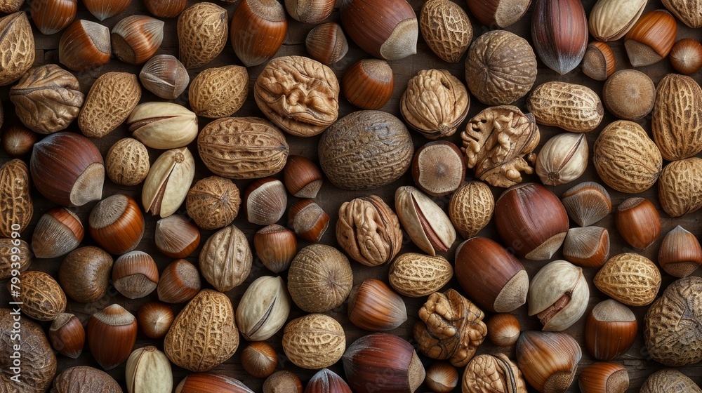 Natural background made from different kinds of nuts Natural background made from different kinds of nuts
