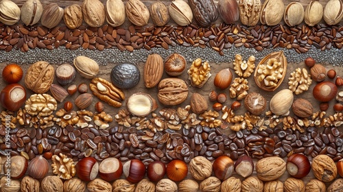 Natural background made from different kinds of nuts