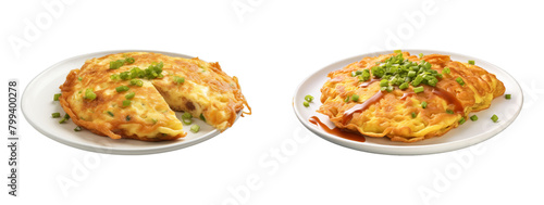 Collection of Egg Foo Young isolated on transparent png background. Generative ai photo