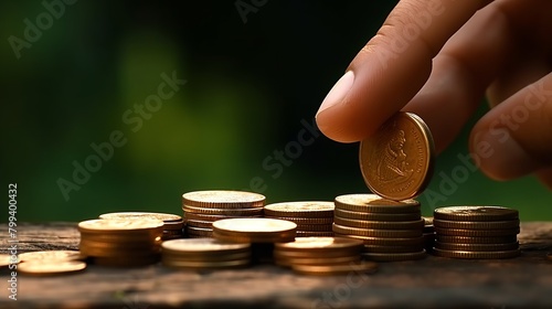 Investment concept, Coins stack growing on wooden table, business ideas