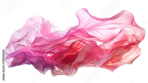 Elegant Pink Silk Fabric Waves on transparent background