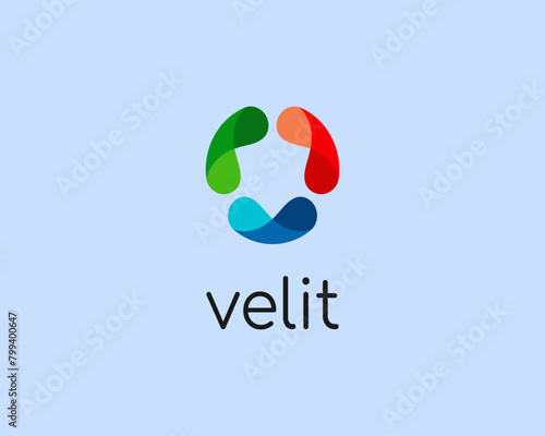 Abstract logo from rotating bright shapes. Vortex spinner sign. Universal atom science vector symbol.