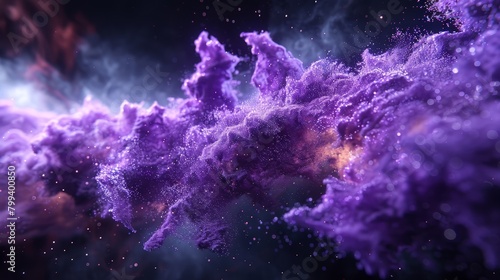   A purple-black expanse teeming with myriad stars and whirling dust clouds in its central core photo