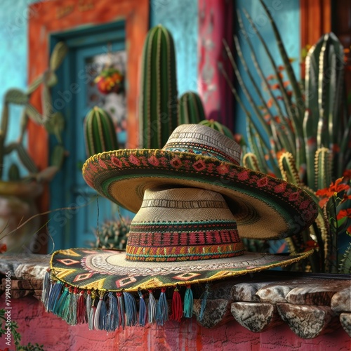 Cactus and Sombrero Holiday Concept