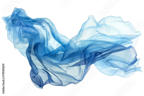 Elegant Blue Fabric Floating Gracefully Against a transparent background