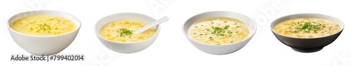 Collection of Egg Drop Soup isolated on transparent png background. Generative ai